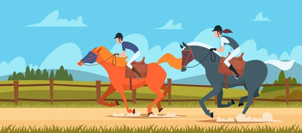 Ιππικό Αθλητικό Υπόβαθρο Άνθρωποι Βόλτες Στον Αγώνα Άλογο Υπαίθρια Διανυσματική — Διανυσματικό Αρχείο