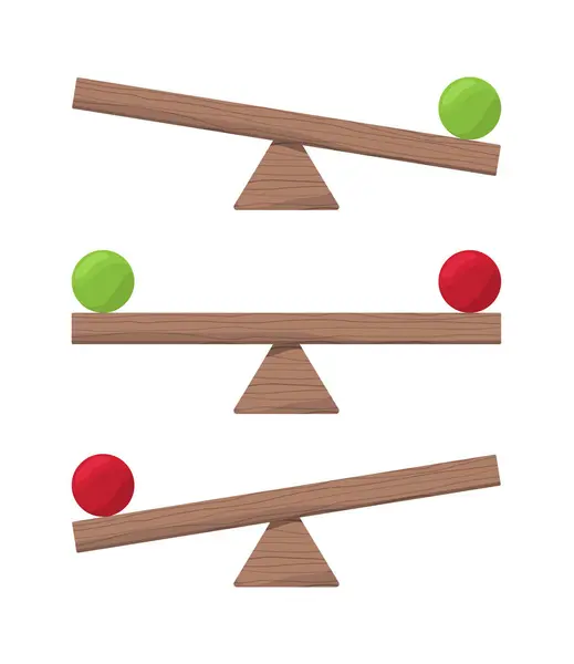 Tronçonneuse Bois Balance Échelle Équilibre Des Éléments Vectoriels Illustrations Plates — Image vectorielle