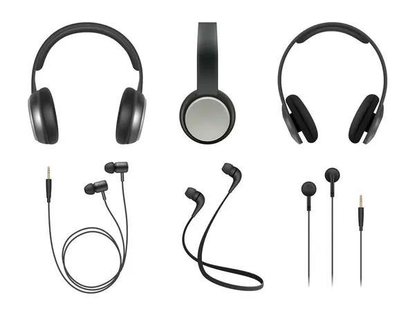 Fones Ouvido Musicais Qualidade Itens Eletrônicos Fones Ouvido Estéreo Tecnologia — Vetor de Stock