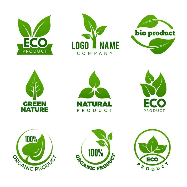 Logo Nature Conception Santé Naturelle Écologique Base Plantes Avec Feuille — Image vectorielle