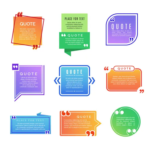 Quote Boxes Paragraph Marks Comments Shapes Vector Design Template Illustration — Stock Vector