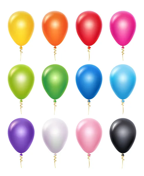 Colored Balloon Birthday Party Decoration Vector Realistic Balloons Illustration Realistic — Stock Vector
