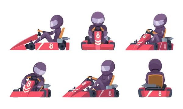 Karting car. Street speed racers competition sport automobile go kart vector background cartoon. Illustration of speed car, race drive, sport kart racer