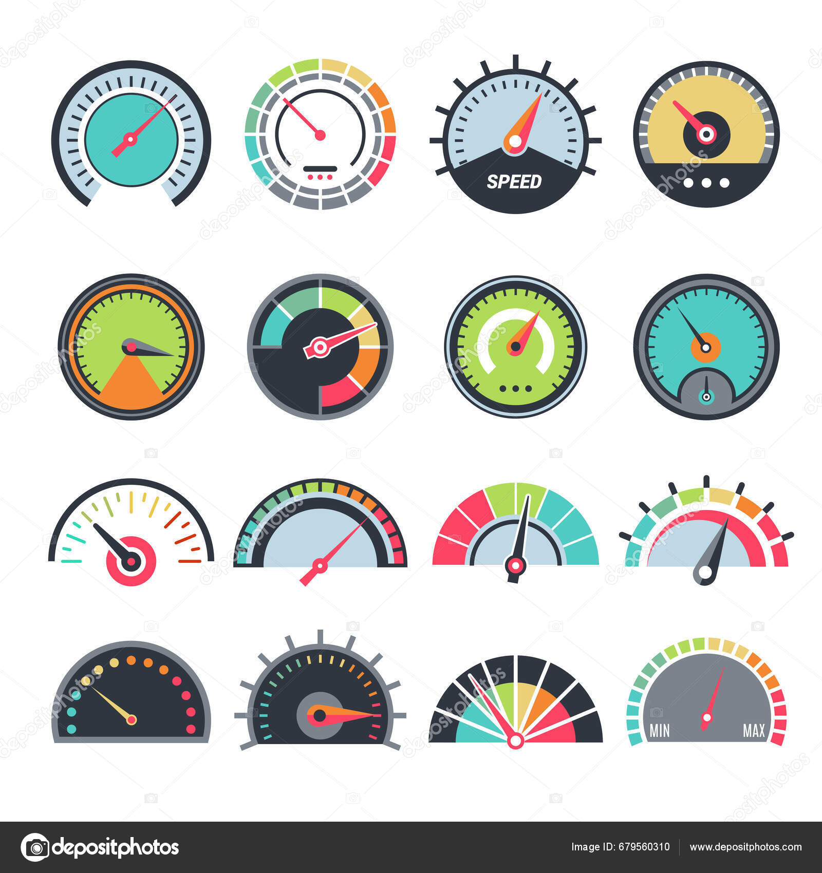 Level Measure Symbols Speedometer Guage Indication Fuel Vector