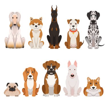 Komik köpekler çizimler karikatür tarzı. Evcil hayvan köpek, komik vektör doğurmak karikatür köpek