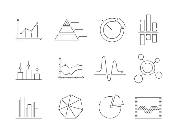 Grafy Grafů Ikon Obchodní Statistiky Grafický Vektorový Symbolech Izolované Ilustrace — Stockový vektor