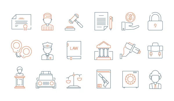 Zákon Tenké Symboly Licence Účetnictví Právní Spravedlnosti Právník Vektor Lineární — Stockový vektor