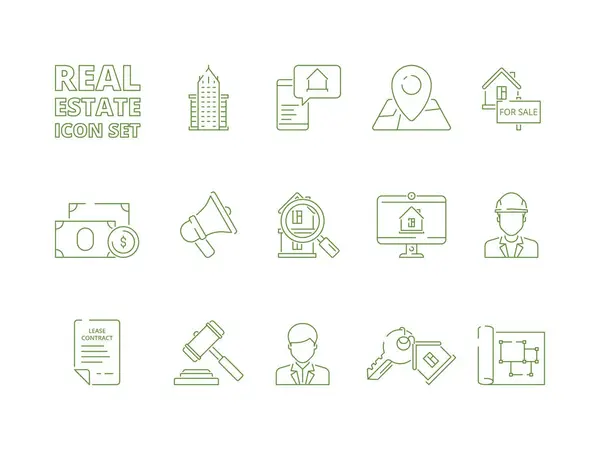 House Sale Icons Realtor Rent Selling Buildings Realty Symbols New — Stock Vector