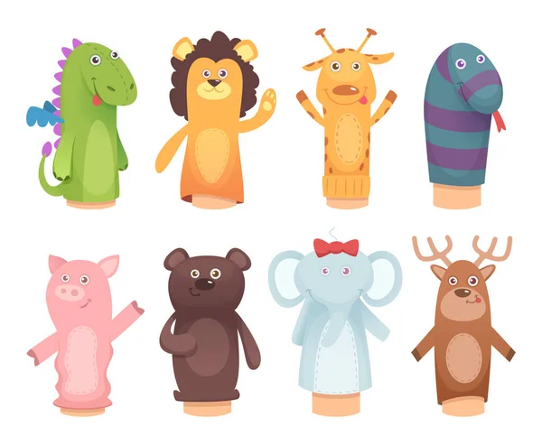 Handen Marionetten Speelgoed Uit Sokken Voor Kinderen Leuke Kinderen Spelen — Stockvector