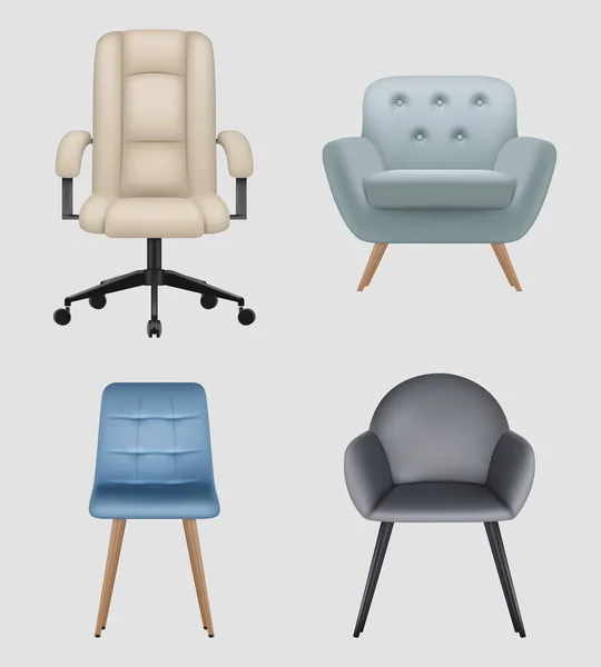 Moderne Stühle Realistische Möbel Großer Gartenstuhl Luxus Gemütliche Bürosessel Aus — Stockvektor