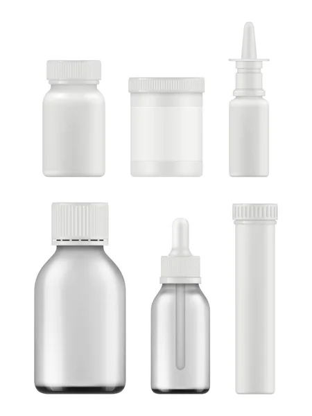 Botellas Medicina Maqueta Paquetes Farmacéuticos Realistas Suplemento Caja Vector Blanco Vectores De Stock Sin Royalties Gratis
