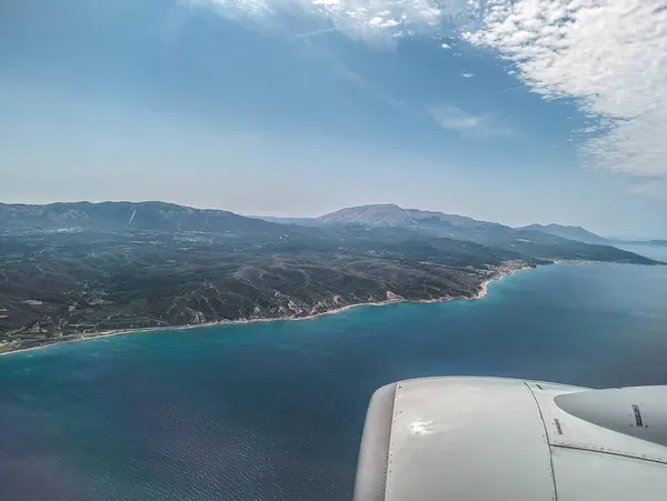 Letecký Pohled Krásné Pobřeží Moře Rhodos Řecko — Stock fotografie