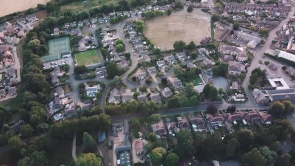 Αεροφωτογραφία Μικρή Πόλη Στο Σούρουπο Ηλιοβασίλεμα Στο Rutland Ηνωμένο Βασίλειο — Αρχείο Βίντεο