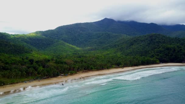 Vista Aérea Nagtabon Beach Palawan Filipinas Después Fuertes Lluvias Nubes — Vídeos de Stock