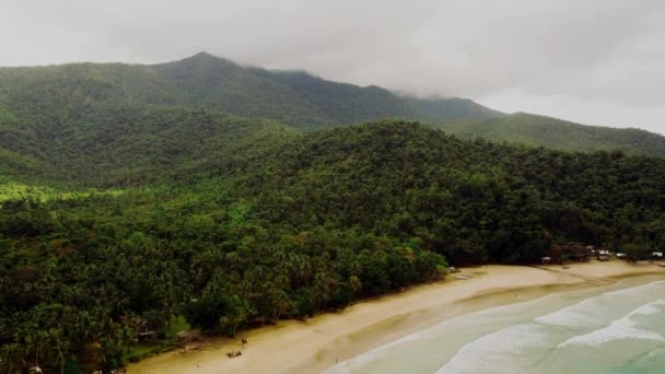 Vista Aérea Nagtabon Beach Palawan Filipinas Después Fuertes Lluvias Nubes — Vídeos de Stock