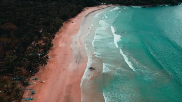 Letecký Pohled Nagtabon Beach Palawan Filipíny Silných Deštích Bouřlivé Mraky — Stock video