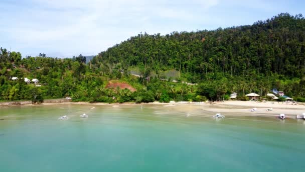 Palawan Filipinler Deki Port Barton Limanı Üzerinde Güneşli Bir Sabahta — Stok video