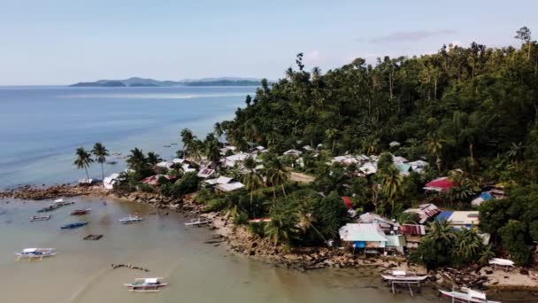 Letecký Výhled Přístav Port Barton Filipínách Palawanu Slunečného Rána Modrá — Stock video