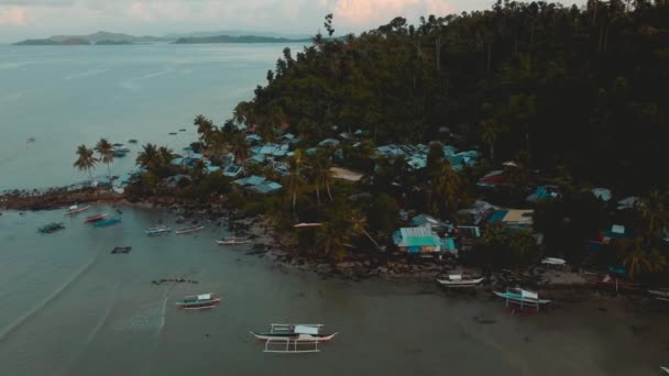 Légi Kilátás Port Barton Kikötőjére Palawan Ban Fülöp Szigeteken Egy — Stock videók