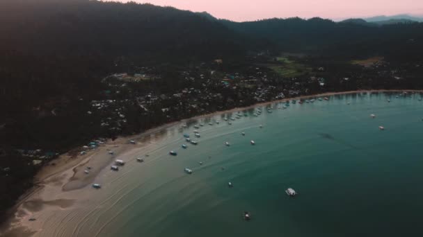 Légi Kilátás Port Barton Kikötőjére Palawan Ban Fülöp Szigeteken Egy — Stock videók