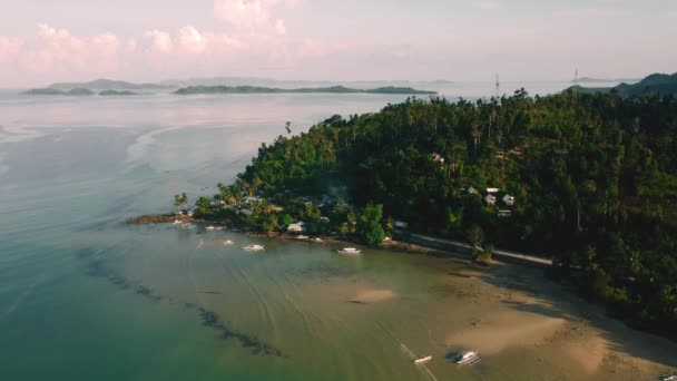Вид Воздуха Гавань Порт Бартон Палаване Филиппины Солнечным Утром Синие — стоковое видео