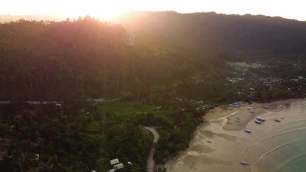 Palawan Filipinler Deki Coconut Sahili Nin Genişliğindeki Hava Manzarası Turkuaz — Stok video