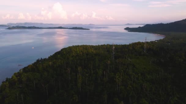 Aerial View Spanning Landscape Shot Coconut Beach Bay Palawan Philippines — Stock Video