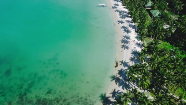 Vista Aérea Que Abarca Paisaje Sobre Bahía Playa Coco Palawan — Vídeos de Stock