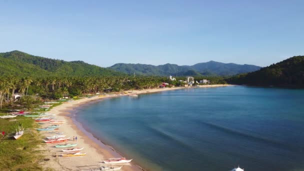 Vista Aérea Pôr Sol Sobre Nacpan Beach Nido Filipinas Belas — Vídeo de Stock
