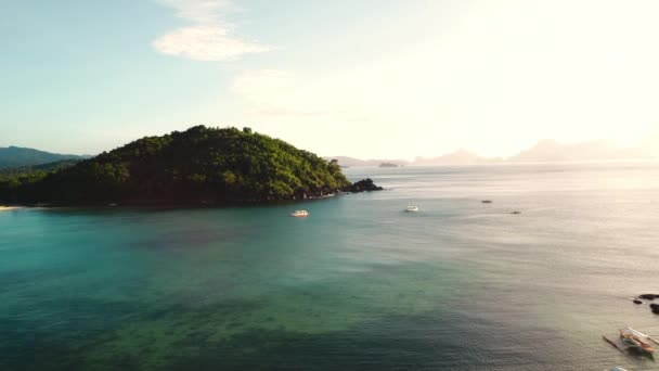 Sonnenuntergang Aus Der Luft Über Nacpan Beach Nido Philippinen Schöne — Stockvideo