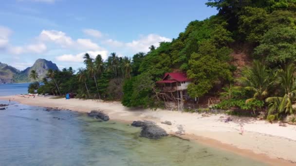 Vista Aérea Cinematográfica Sobre Praia Vanilla Praia Nacpan Nido Filipinas — Vídeo de Stock