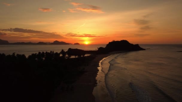 Вид Высоты Над Ванильным Пляжем Пляжем Накпан Эль Нидо Филиппины — стоковое видео
