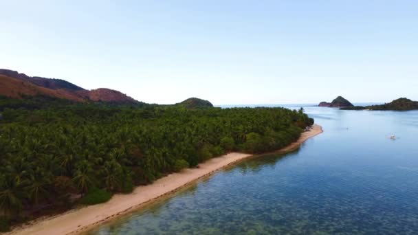 Aerial Melihat Sinematik Atas Pantai Marcilla Coron Filipina Indah Pemandangan — Stok Video