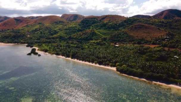 Aerial Melihat Sinematik Atas Pantai Marcilla Coron Filipina Indah Pemandangan — Stok Video