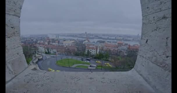 Macaristan Budapeşte Nin Hdr Mimari Harikaları Buda Şatosu Balıkçı Kalesi — Stok video