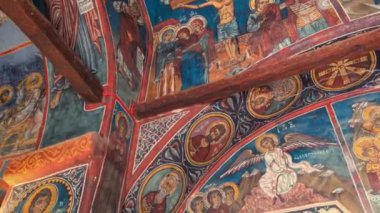 Scenic church artwork inside an ancient chapel in Cyprus mountains 