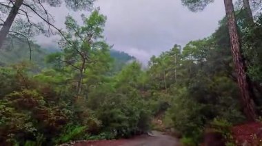 SİZ Troodos 'ta dağların tepesinden hava görüntüsü 