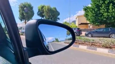 View driving through Cyprus streets in Winter, sunshine 