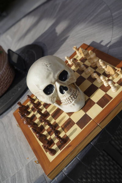 Шахматная доска на открытом воздухе, шахматная доска на пне