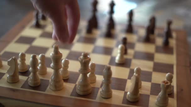 Menschen Die Schach Spielen Nur Hände — Stockvideo