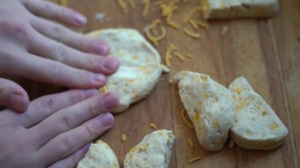 Making Biscuits Kneading Dough Baking — Stock Video