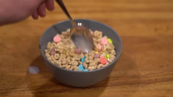 Mısır Gevreği Marshmallow Gevreği Gevrek Yemek Kahvaltı Kahvaltı Kahvaltı Kahvaltı — Stok video