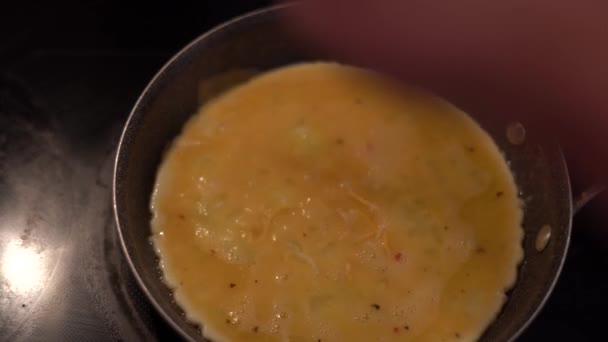 Huevos Revueltos Preparación Huevos Mezcla Huevos Desayuno Saludable Comida Comida — Vídeos de Stock