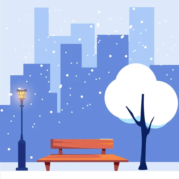 Abstract illustration winter scenery background in the park