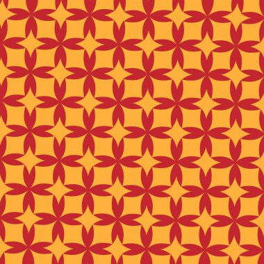 Kırmızı-turuncu yıldız çiçeği kusursuz desen çizimi