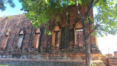 Antik dünya mirasının bulanık görüntüsü, Ayutthaya 'daki eski kilise.