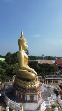 Ayutthaya Tayland 11 1 2024 Tapınağın içinde büyük bir altın Buda heykeli