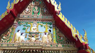 Bir Budist Tapınağının Çatısı Yüksek Bölüm Görünümü, Ang Tanga, Tayland.