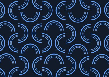 Siyah mavi arkaplanda yarım daire şeklinin soyut desen çizimi.