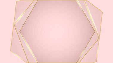 Parlak altın çizgileri, geometrik şekilleri olan zarif soyut pembe arkaplan..